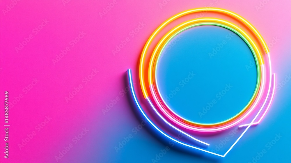 Obraz premium Vibrant neon circles on gradient background