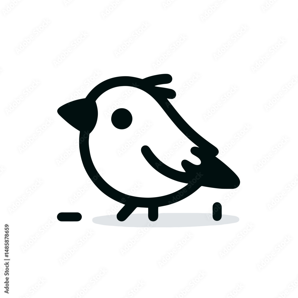 Naklejka premium Cute doodle of a jackdaw with a playful mood in a minimalist cartoonish style against a transparent background