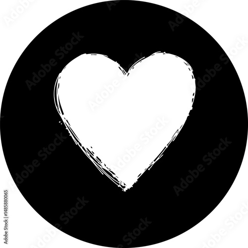 Stylized heart symbol in a monochrome palette, conveying affection or love