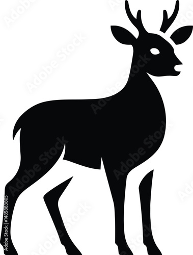 Deer animal black shape silhouette, Minimal deer graphic silhouette