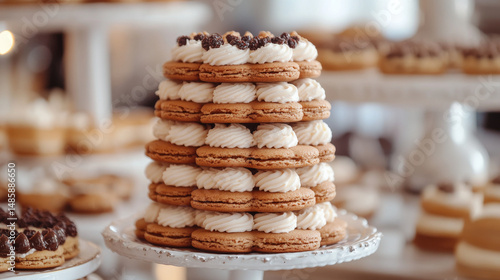 Wallpaper Mural A tower of delicious cream-filled cookies stacked as a dessert display Torontodigital.ca