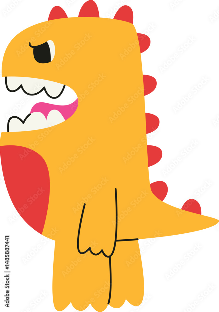 Funny dinosaur side view. Character in linear flat style. Funny dinosaur side view. Character in linear flat style.