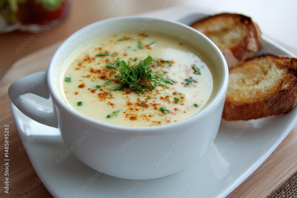 Tasty cream soup with spicy herbs Tasty cream soup with spicy herbs