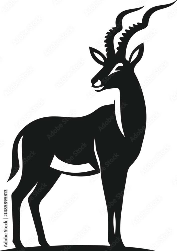 Fototapeta premium Wildlife animal vector silhouette antelope isolated