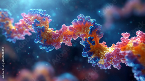 Engineered immune cell with mRNA strand inside, 3D render of CAR-T therapy concept