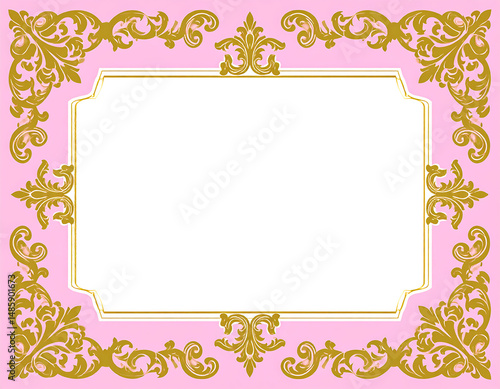 Wallpaper Mural Vintage gold frame with ornate floral decoration featuring blue flowers for a classic picture or painting border,Rococo gold frame with delicate blue floral motifs,Classic decorative frame with gold  Torontodigital.ca