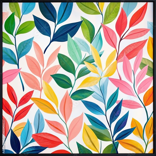 Vibrant leaf pattern on white background (1)