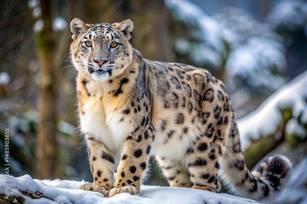 Fototapeta premium snow leopard in the snow