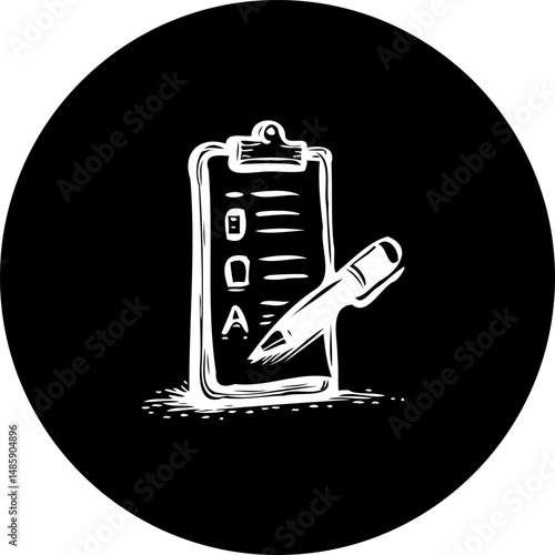 Hand-drawn assessment illustration conveying evaluation, in a minimalist design