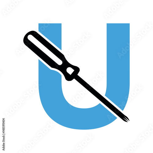 Electrical tools Logo combine with letter U vector template