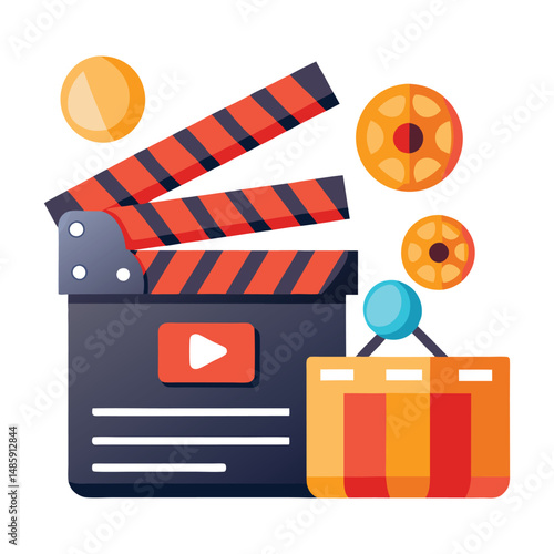 clapboard movie action object vector