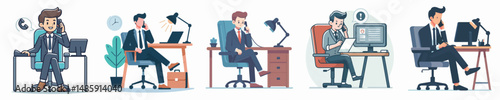 vector customer service man calling client