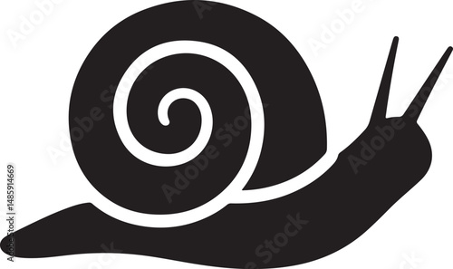 Snail silhouette vector on a white background, Snail silhouette icon