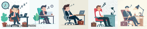 vector employee sleeping at work
