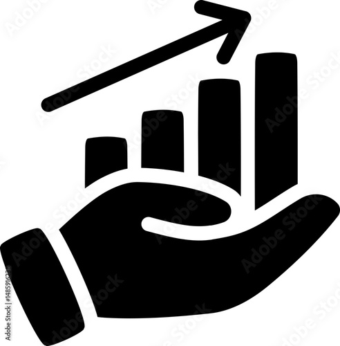 Business growth icon. Silhouette style.