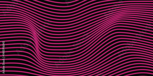 Lines abstract background black and colorful waves pattern. Abstract background. Optical illusion, wavy modern arts
