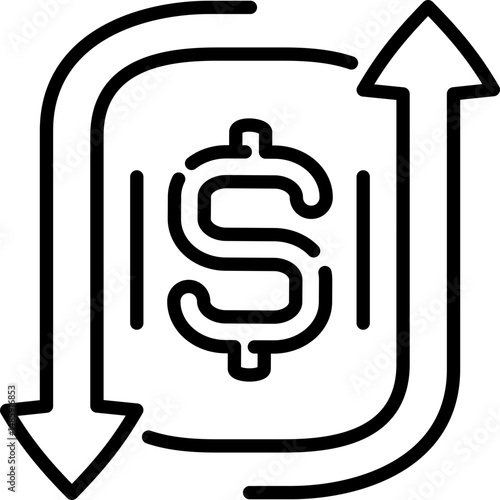 Currency exchange icon - Editable Stroke SVG, fully scalable.