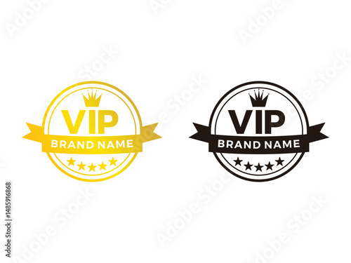 gold VIP badges symbol icon design vector, isolated on transparent background
