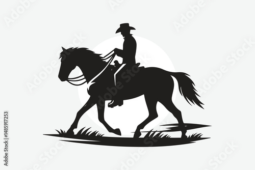 silhouette of horses and cowboy's in black