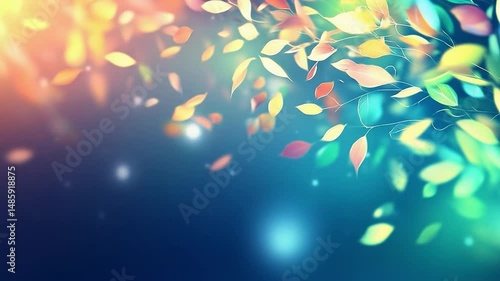 Colorful Abstract Background with Soft Blurred Leaves and Dappled Light Effects
