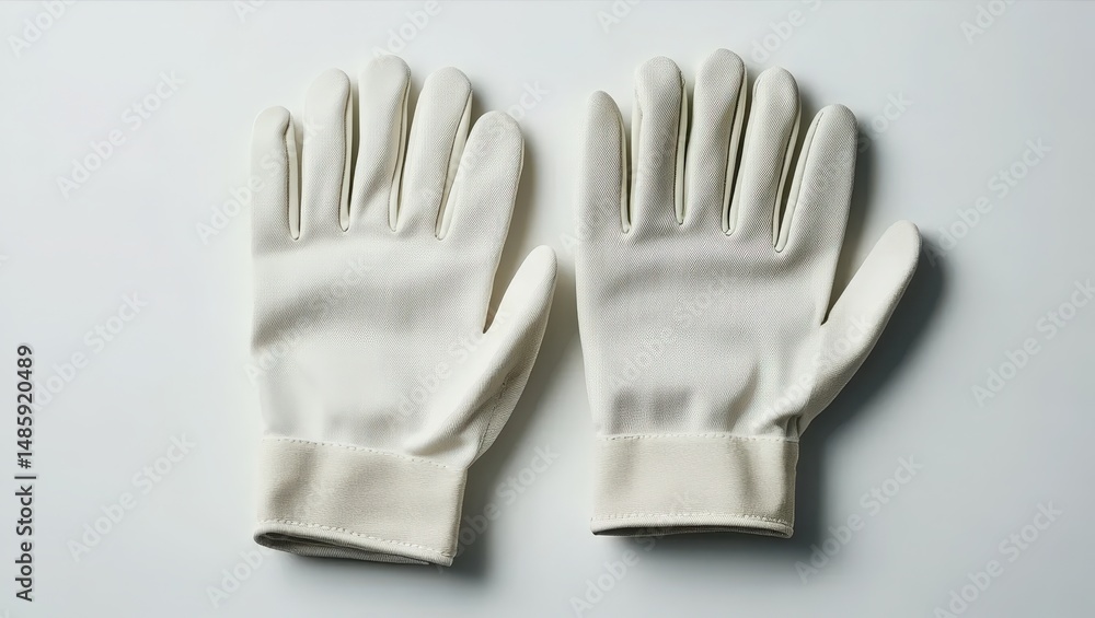 Obraz premium Pair of White Gloves Laying Flat on White Surface