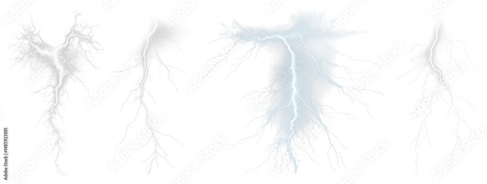 Obraz premium PNG Electric energy bolts collection, element set on transparent background