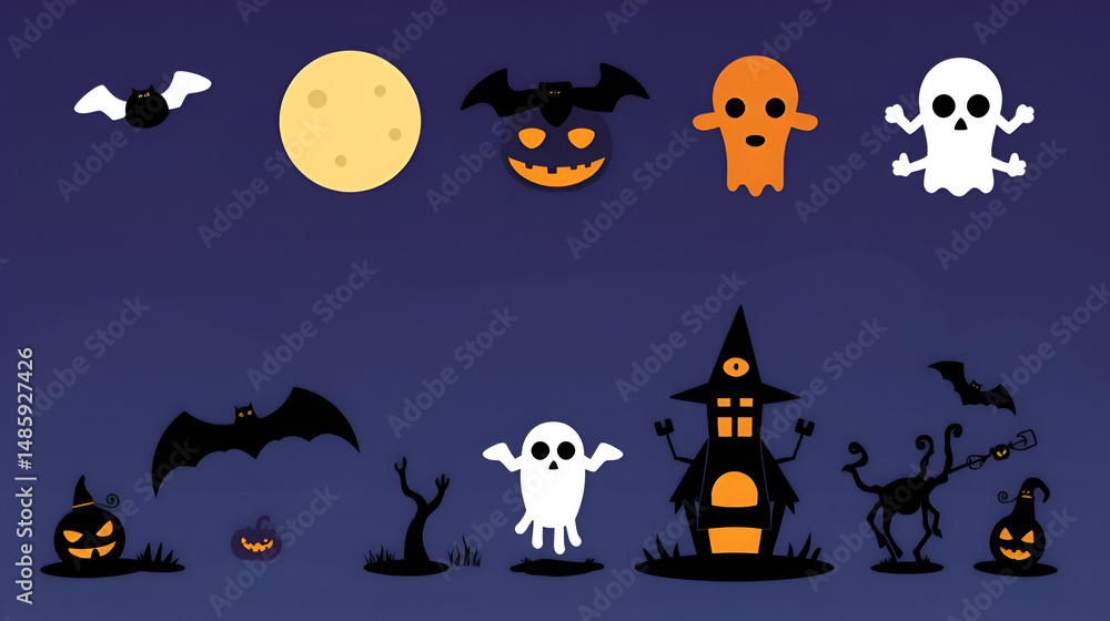 Fototapeta premium Halloween party icons
