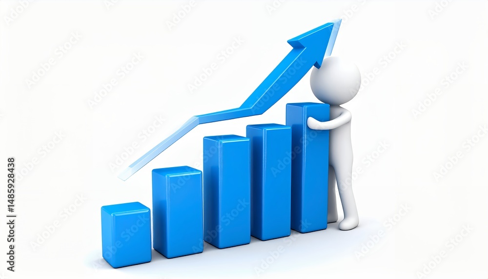 Growing Chart with Stick Figure and Arrow Growing Chart with Stick Figure and Arrow
