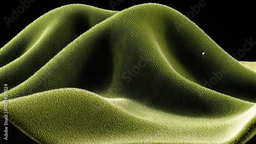 Abstract Green Wave Patterns with Texture and Depth Displaying Fluid Motion and Form