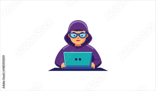A cartoon illustration depicts a girl and a woman holding laptops, suggesting technology and perhaps online business or security
