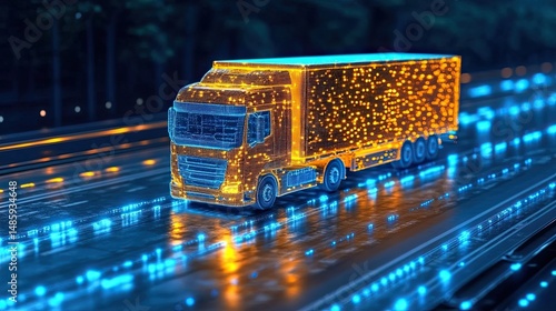 Digital Truck Night Highway Drive.