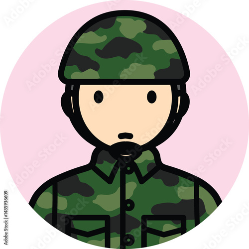 Cartoon people icons Occupation, Vector avatar people line, profile picture, career, working, adult, male soldier, army, country, protector