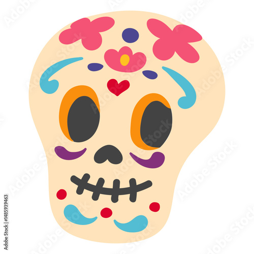 Mexican calavera skull flat