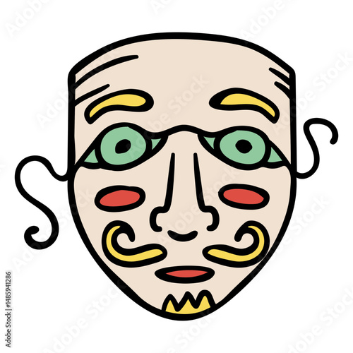 Traditional belgian mask hand drawn