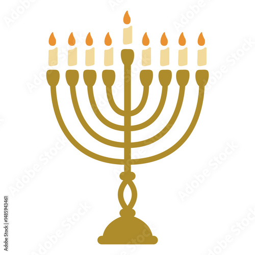 Hanukkah menorah candelabrum flat