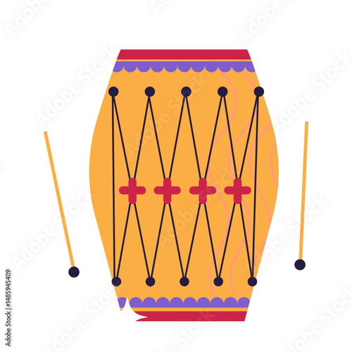 Flat ornamented simple hindi drum