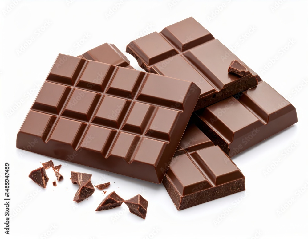 Pieces of chocolate over white background Pieces of chocolate over white background