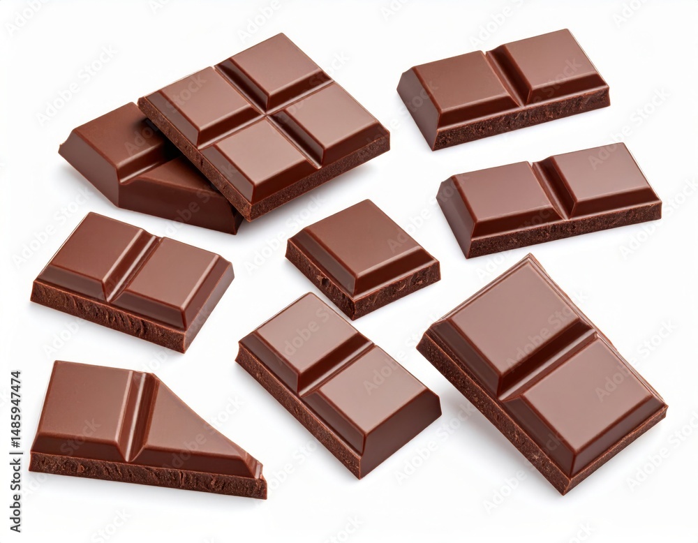 Pieces of chocolate over white background Pieces of chocolate over white background