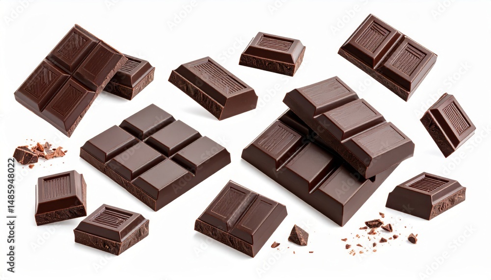 Pieces of chocolate over white background Pieces of chocolate over white background