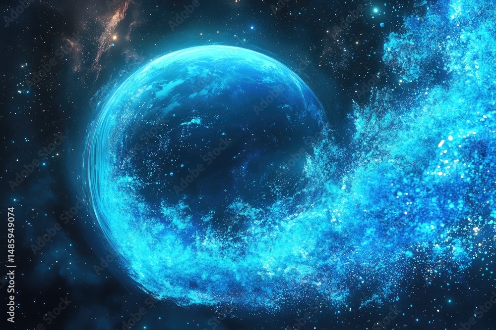 Fototapeta premium Celestial orb in swirling cosmic dust
