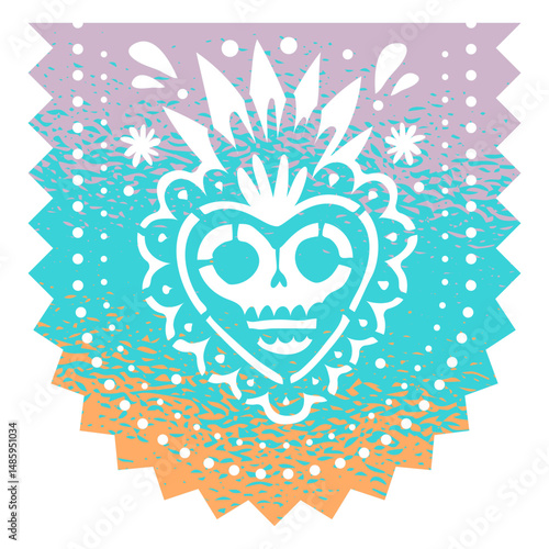 Cinco de mayo heart skull mexican papel picado