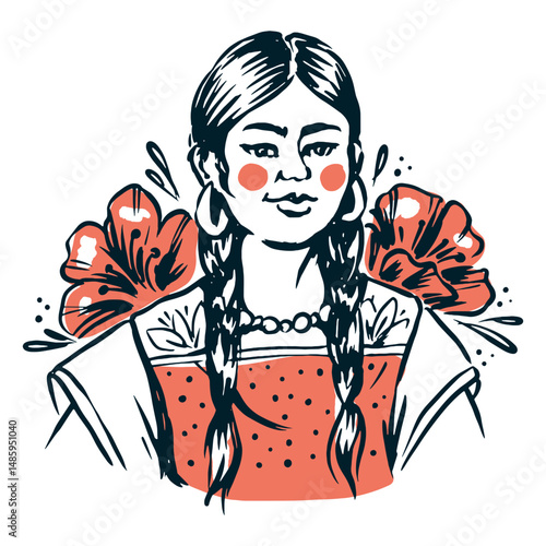 Cinco de mayo flower woman duotone people