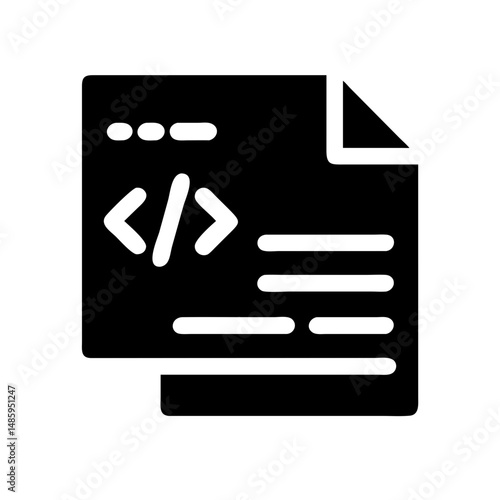 document with code symbols on transparent background for web and graphic design