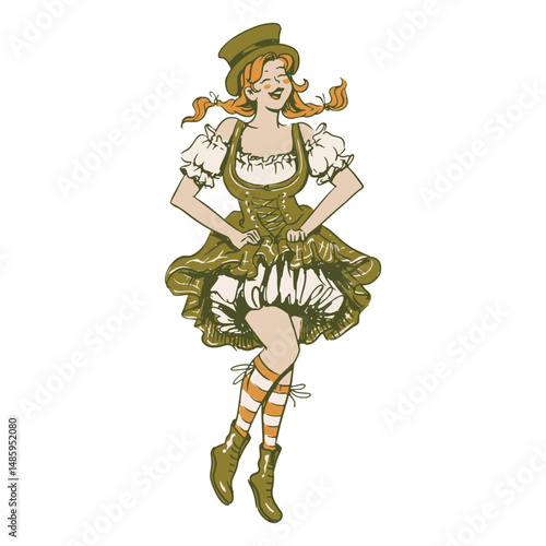 St patrick's day girl in a dress and stockings