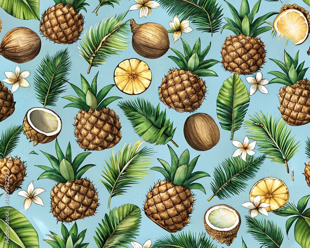 Fototapeta premium seamless background with pine cone very nice fruit which very delicious to taste. so it is world popular food.