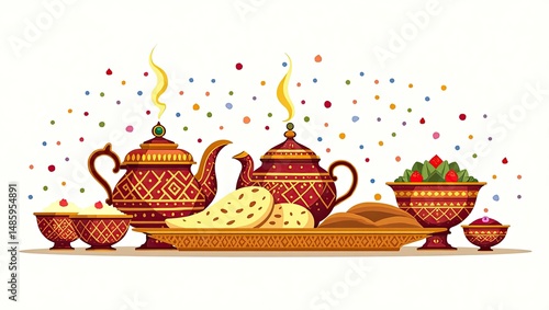 vector illustration of a set of christmas decorations