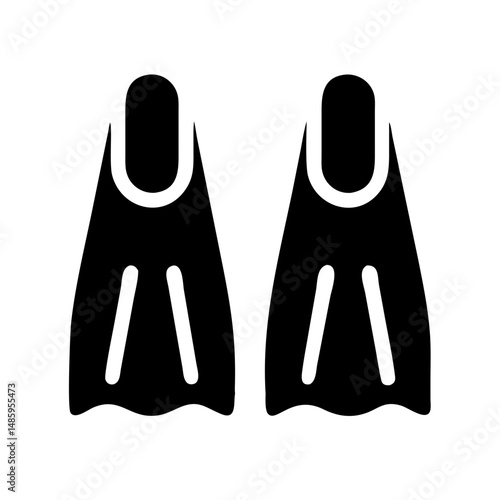 diving fins icon silhouette on transparent background for web and graphic design