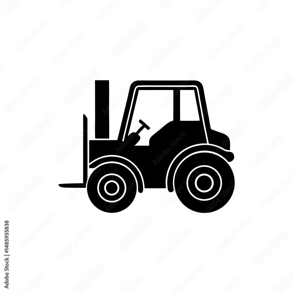 Naklejka premium creative details Outline silhouette forklift truck icon vector illustration