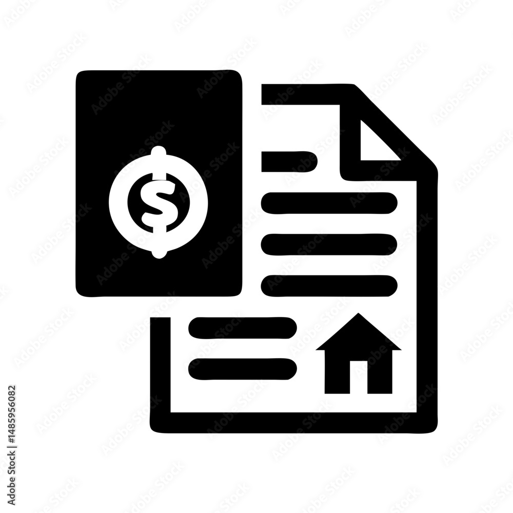 document with dollar and house icon silhouette on transparent background for web and graphic design document with dollar and house icon silhouette on transparent background for web and graphic design