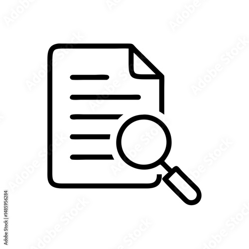 document with magnifying glass icon on transparent background for web and graphic design